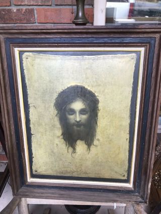 Antique Jesus Christus Framed Illusion " Veronica 