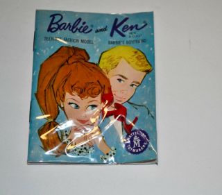Nrfb Awesome Treasure 1962 Barbie And Ken Doll Fashion Booklet And Red Heels