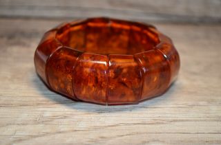 Antique Natural Gem Baltic Amber Bracelet Beads Cognac 38,  6 G