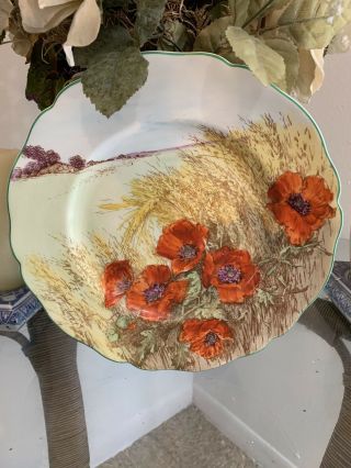 Vtg Royal Doulton Arts & Crafts Handpainted Poppies Flowers Plate 10”