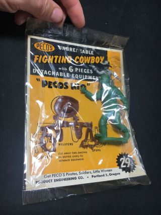RARE Vintage 1950s PECO Fighting Cowboy Pecos Kid Peco’s NOS MIP MOC 3