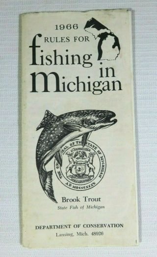 1966 Rules For Fishing In Michigan Brochure - Department Of Conservation