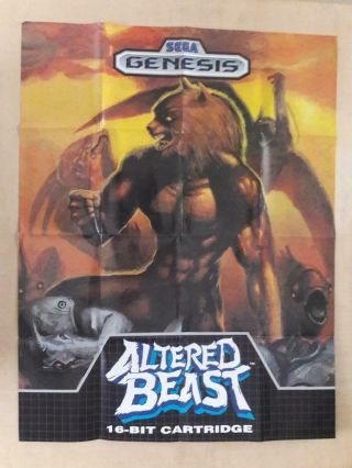 Sega Genesis Altered Beast Video Game Poster Insert 17x22 Large Rare Nm