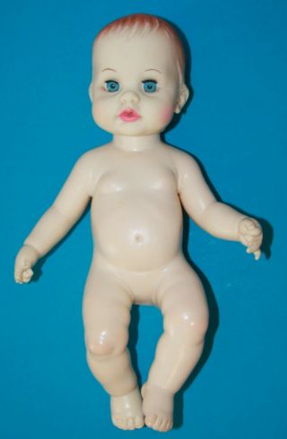 1971 Vintage 13 " Tiny Tears Baby Doll Vinyl Ideal Toy Corp Drink & Wet
