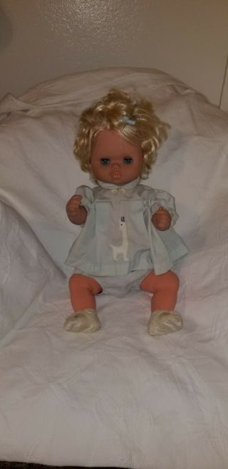 Large 23  Vintage Vinyl/ Hard Plastic Baby Doll Dressed Cute 182/60 20