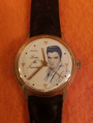 Vintage 1977 Unique Time Elvis Presley Watch Love Me Tender,  Wind Up