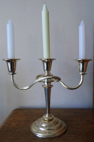 Lovely Vintage Sheffield Silver Plated Three Sconce Georgian Style Candelabra