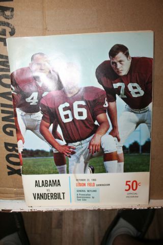 Vintage 1966 Alabama Vs Vanderbilt Football Program Legion Field Tom Siler Rare