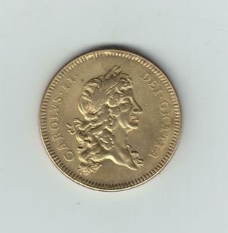 Forgery Very Rare 1672 Charles Ii Gold 5 Guineas,  37.  5mm Diam,  26.  2gms