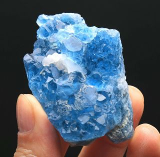 94g Rare Transparent Blue Cube Fluorite & Calcite Mineral Specimen/china 99