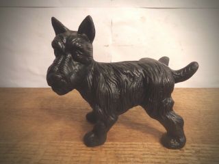 Antique Hubley? Black Cast Iron Scottish Terrier Dog Lifting Rear Leg Doorstop