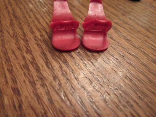 Vtg Red Plastic Doll Shoes W Bows - Smaller Than Little Miss Revlon Or Jill Shoes