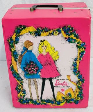 Vintage Mattel 1968 The World Of Barbie Doll Trunk Carrying Case Hot Pink