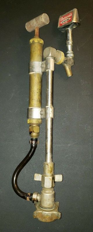 Antique Perlick Brass Beer Faucet Spigot Keg Tap Wooden Pump Rheingold Handle