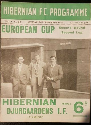 Hibernian V Djurgaardens,  European Cup 2nd Rd,  1955 - V Rare