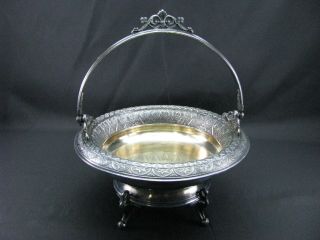 Antique Art Nouveau Rogers & Bros Swan Footed Brides Basket Silverplate 1014