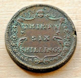 A Rare 18th Century Portugese Thirty Six 36 Shillings Ioannes Coin Weight 1747