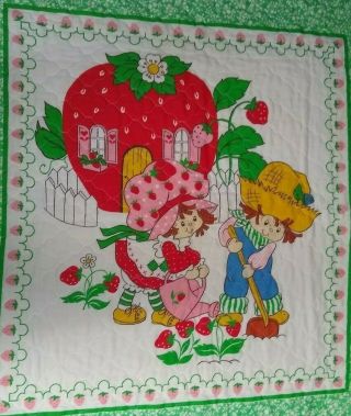 Vintage Strawberry Shortcake Huckleberry Pie Quilted Fabric Panel 1980 4703