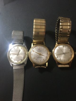 3 Vintage Waltham Wristwatches For Repair Or Parts