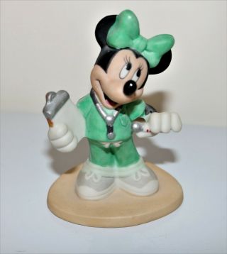 Disney Minnie Mouse Nurse In Scrubs Ceramic Figurine Rare