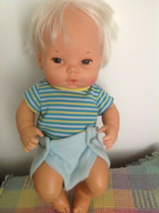 Vintage Mattel 1972 Baby Doll Newborn - Tender Love Drink Wet Rubber 13 " Boy