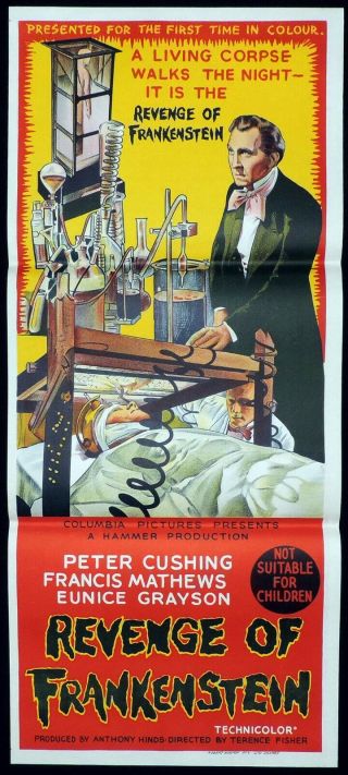 Revenge Of Frankenstein Rare Daybill Movie Poster Hammer Horror Peter Cushing