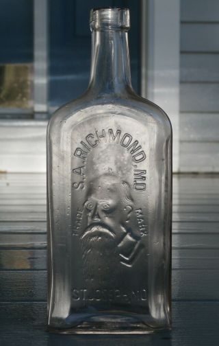 Antique S.  A.  Richmond,  M.  D.  - Samaritan Nervine Medicine Bottle - St.  Joseph,  Mo.