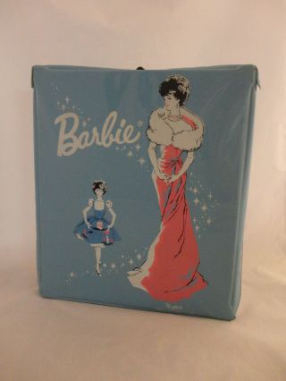 Vintage Barbie 1962 Carrying Case Ponytail Blue Vinyl Mattel (531)