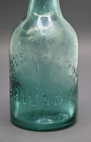 Antique Teal Green C.  Burkhardt Blob Top Beer Or Soda Bottle Philadelphia PA 3