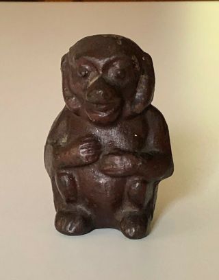 Antique Bronze Monkey Sculpture Squatting Animal Figurine 3 1/2 " Heavy