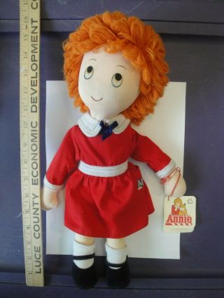 Vintage Orphan Annie Rag Doll Applause 1982 14” Plush With Tag.