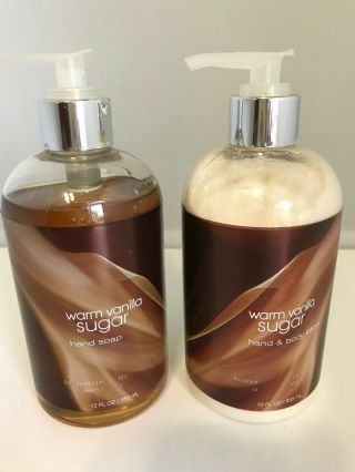 Bath Body Warm Vanilla Sugar Lotion Cream Hand Soap Signature 12 Oz Rare