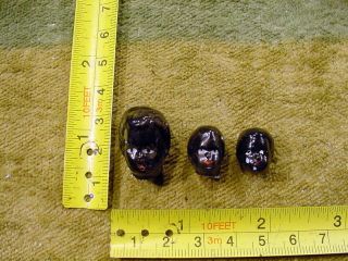 3 X Excavated Painted Vintage Victorian Doll Head Kister Age 1860 German A 10979