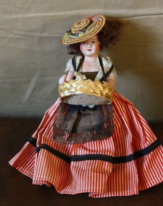 Antique Or Vintage Celluloid French Doll French Souvenir Doll 7.  5 " Marked France