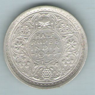 British India - 1944 - George Vi 1/2 Rupee Silver Coin Ex - Rare Coin