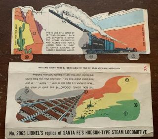 Rare 1956 Lionel Train Nabisco Shredded Wheat Cereal Train - O - Rama Cards