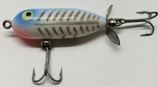 Vintage Heddon Tiny Torpedo Fishing Lure Baby Blue Speckled Back