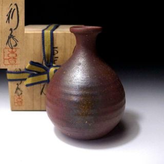 Fk16: Vintage Japanese Sake Bottle,  Bizen Ware By 1st Class Potter,  Riki Ando