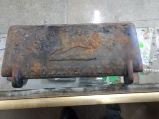 Antique Cast Iron John Deere Moline Illinois Tool Box Lid Z412h