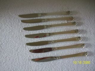 Vintage Oneida Castle Rose Pattern Sterling Silver Knife Set Of 7