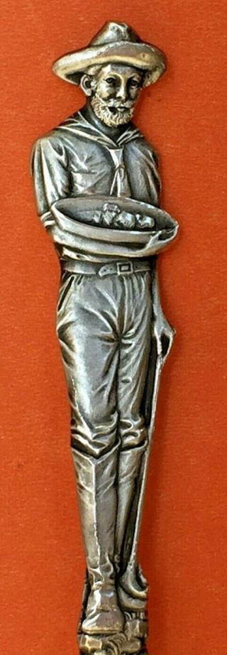 Stunning Figural Miner Treadwell Alaska Sterling Silver Souvenir Spoon