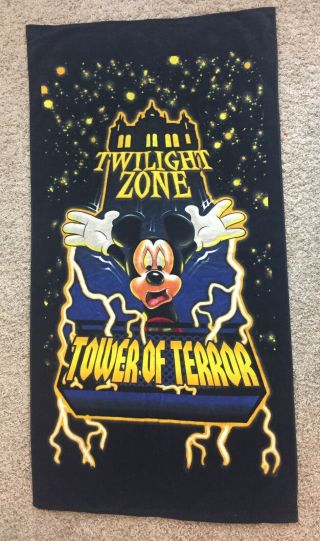 Vintage Rare Disney’s Twilight Zone Tower Of Terror Mickey Mouse Beach Towel