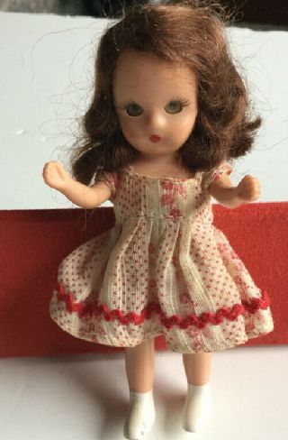 Rare 4 1/2 Inch Storybook Doll,  Sleep Eyes,  Painted Lashes,  Jointed Legs