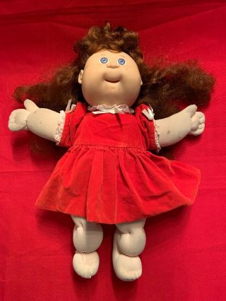 Cabbage Patch Kids Doll Vintage 1987 Red Hair & Dress & Blue Eyes Battery Needed