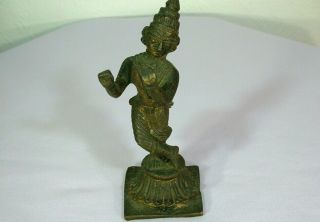 Antique Bronze Indian Hindu Lord Krishna Playing Flute Statue