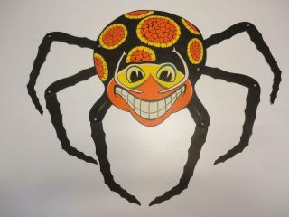 Vintage Beistle Halloween Die Cut Decoration 28 " Spider With Movable Arms Rare