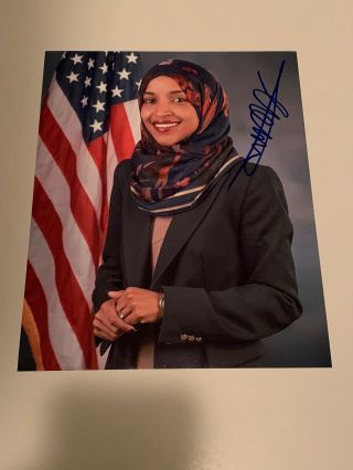 Rare Ilhan Omar Signed 8x10 Photo Minnesota Congress Democrat Muslim Exact Proof