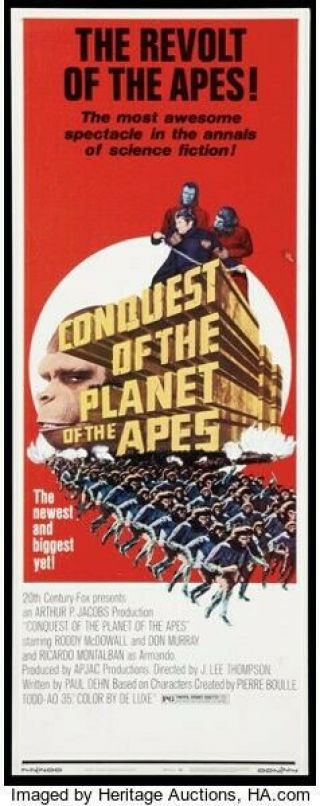 Conquest Of The Planet Of The Apes,  20th Century Fox,  1972.  Insert 14 " X 36 ".