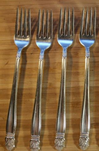 Set Of (4) Holmes & Edwards Danish Princess 7 5/8 " Silverplate Grille Forks