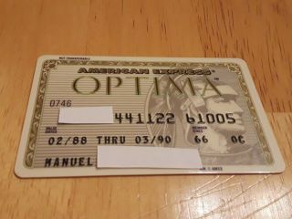 American Express Optima Gold Credit Card 02/88 Thru 03/90 Issued 1966 Charge